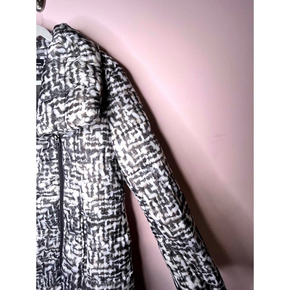 Kenneth Cole New York Women's Coat Black White Abstract Print Puffer Zip Size L - Picture 3 of 16